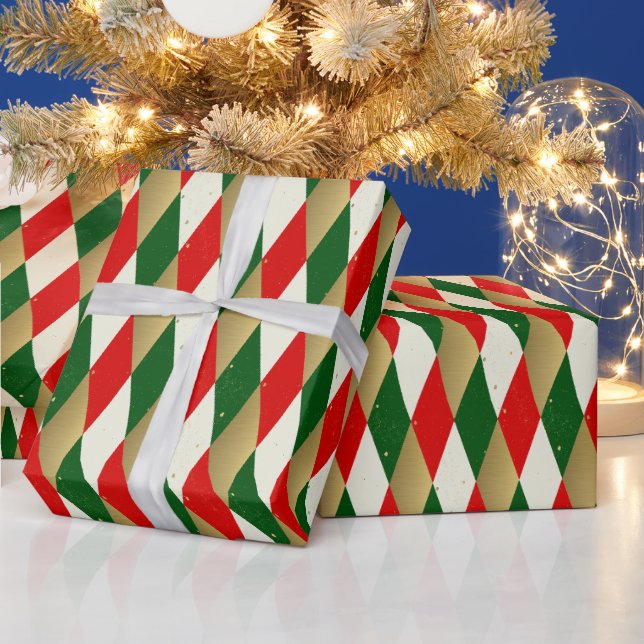 Vintage Christmas Harlequin Diamonds Wrapping Paper (Holidays)