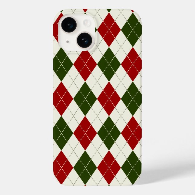 Vintage Christmas Harlequin Plaid | Phone Case (Back)