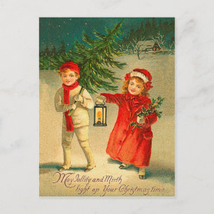 Vintage Christmas - Have Jollity and Mirth Holiday Postcard