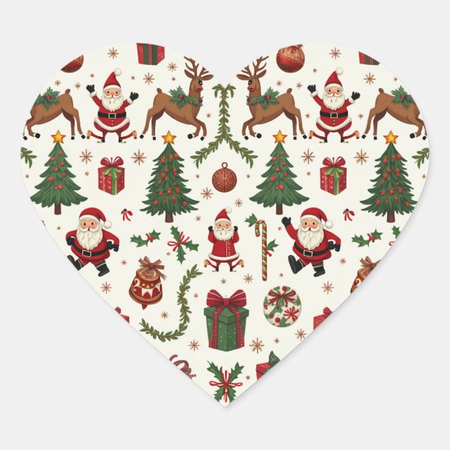 Vintage Christmas Heart Sticker (Front)