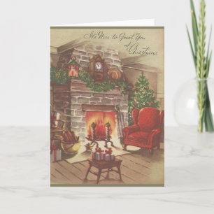Vintage Christmas Hearth Holiday Card