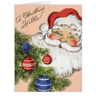 Vintage Christmas Hello! Jolly Santa Claus