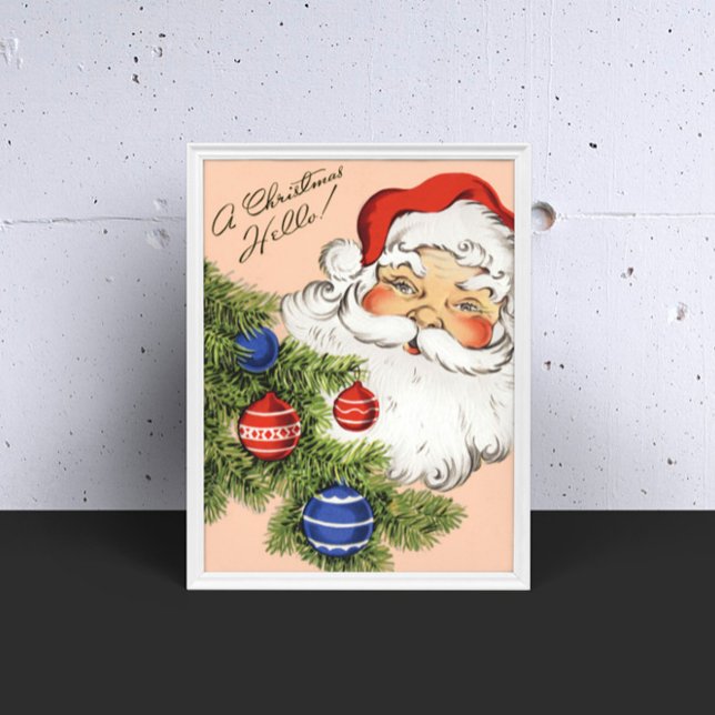 Vintage Christmas Hello! Jolly Santa Claus Poster (Creator Uploaded)