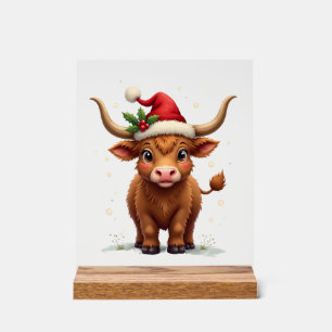 Vintage Christmas Highland Cow Cute Holiday Farm A Acrylic Sign