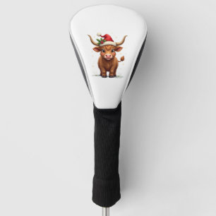 Vintage Christmas Highland Cow Cute Holiday Farm A Golf Head Cover