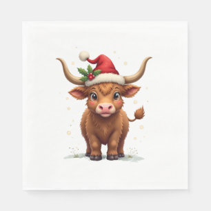 Vintage Christmas Highland Cow Cute Holiday Farm A Napkin