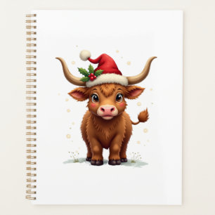 Vintage Christmas Highland Cow Cute Holiday Farm A Planner
