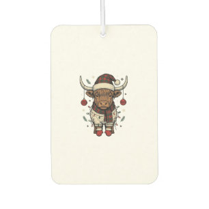 Vintage Christmas Highland Cow Holiday Shirt_1 Car Air Freshener