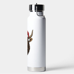 Vintage Christmas Highland Cow Santa Hat Shirt_1 Water Bottle
