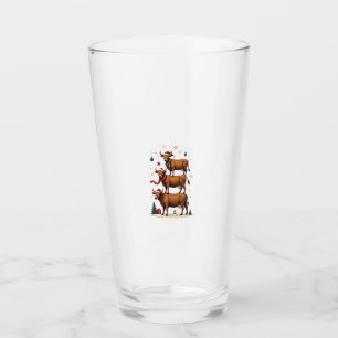 Vintage Christmas Highland Cow Trio Cute Holiday F Glass