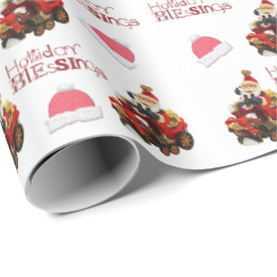 Vintage Christmas Holiday Blessings Wrapping Paper