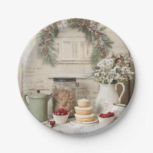 Vintage Christmas Holiday Celebration Paper Plate