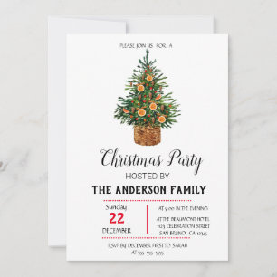 Vintage  Christmas Holiday Invitation