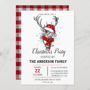 Vintage  Christmas Holiday Invitation