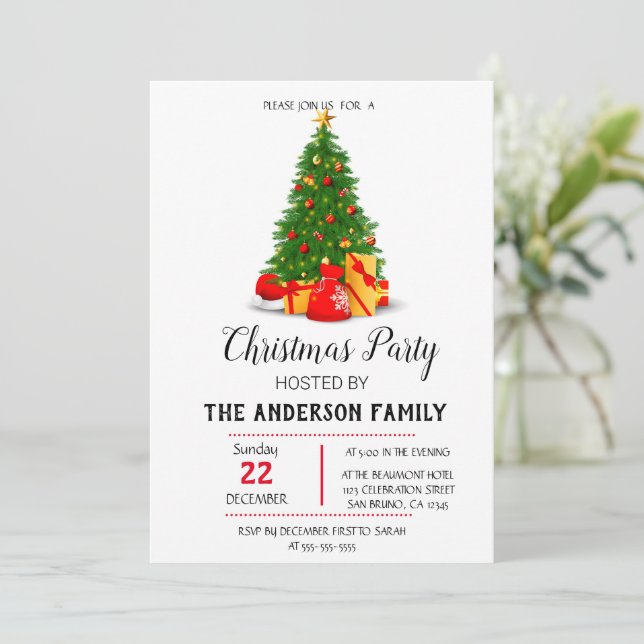 Vintage  Christmas Holiday Invitation (Standing Front)