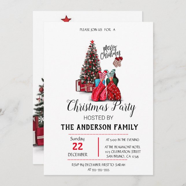 Vintage  Christmas Holiday Invitation (Front/Back)