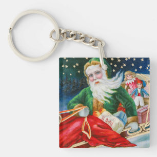 Vintage Christmas Holiday Key Ring