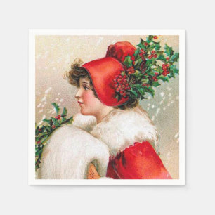 Vintage Christmas Holiday lady party napkins