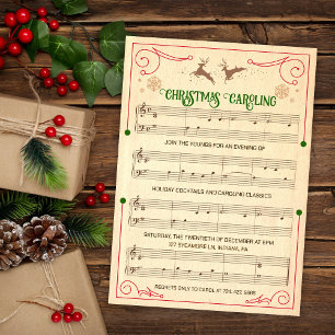Vintage Christmas Holiday Music Sheet Invitation