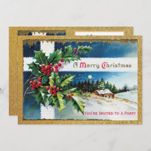Vintage Christmas Holiday Party  Invitation