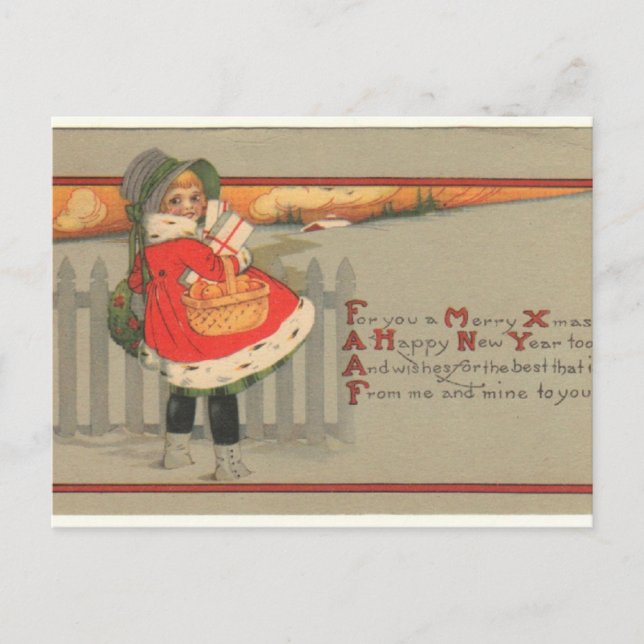 Vintage Christmas Holiday Postcard (Front)