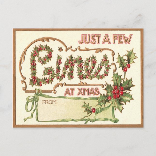 Vintage Christmas Holiday Postcard (Front)