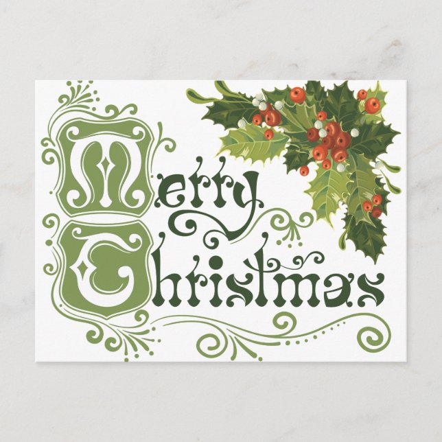 Vintage Christmas Holiday Postcard (Front)