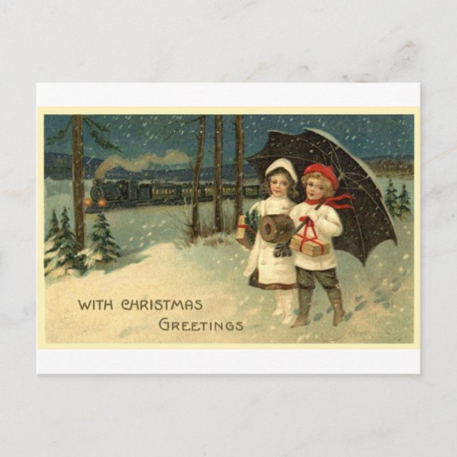 Vintage Christmas Holiday Postcard (Front)