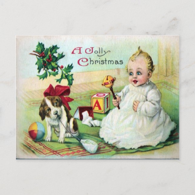 Vintage Christmas Holiday Postcard (Front)