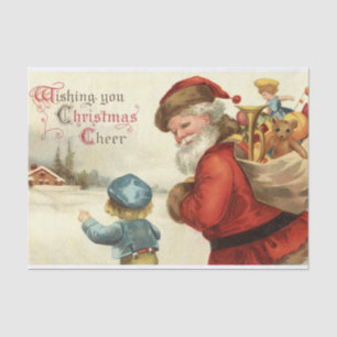 Vintage Christmas Holiday Santa Child party tissue Paper