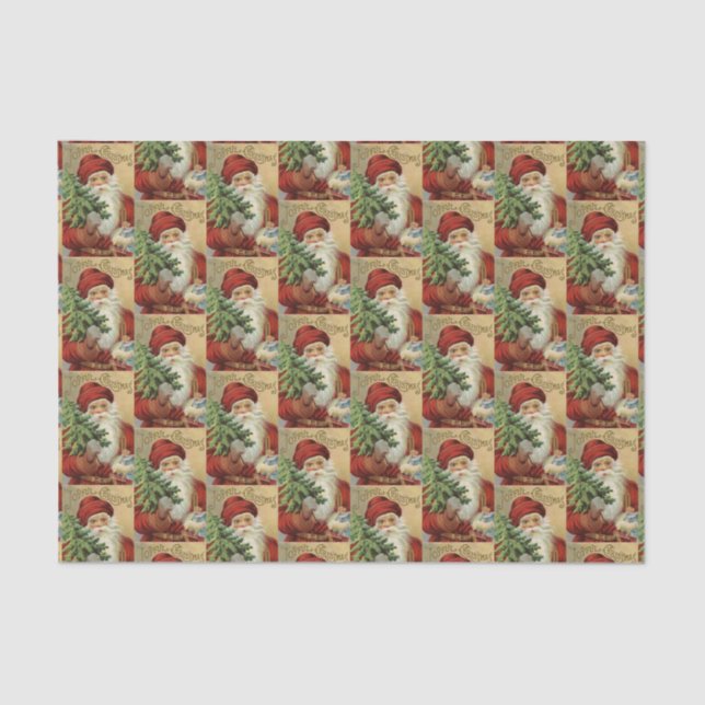 Vintage Christmas Holiday Santa party tissue Paper (Front)