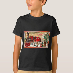 Vintage Christmas Holiday Train Station T-Shirt
