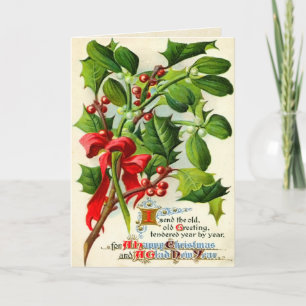 Vintage Christmas Holly Card