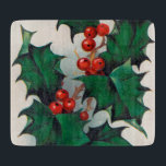 Vintage Christmas Holly glass cutting board<br><div class="desc">design by www.etsy.com/Shop/VanityFlairDesign</div>