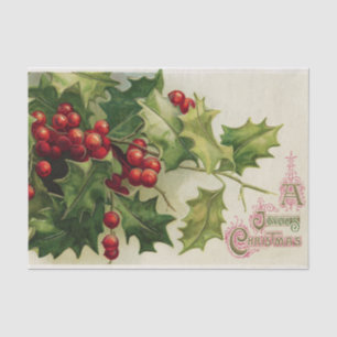 Vintage Christmas Holly Holiday party tissue Tissue Paper