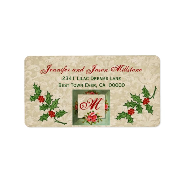 Vintage Christmas Holly Label (Front)