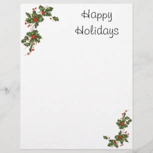 Vintage Christmas, Holly Plant with Red Berries