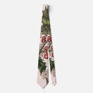Vintage Christmas, Holly Plant with Red Berries Tie