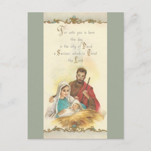 Vintage Christmas Holy Family Holiday Postcard (Front)