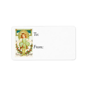 Vintage Christmas Holy Girl Gift Tag
