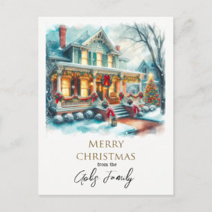 Vintage Christmas Home Holiday Greeting  Postcard