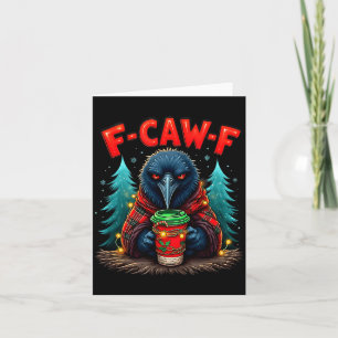 Vintage Christmas Horror Funny Black Crow F-caw-f Card