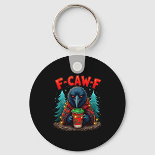 Vintage Christmas Horror Funny Black Crow F-caw-f  Key Ring