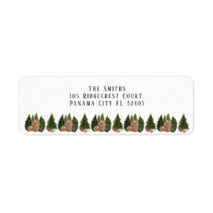 Vintage Christmas House and Trees Return Address Label