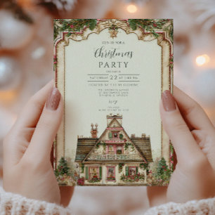 Vintage Christmas House Celebration Invitation