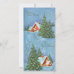 Vintage Christmas House To House Holiday Card