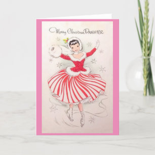 Vintage Christmas Ice Skating Card for Daughter