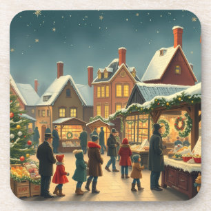 Vintage Christmas Illustration Coaster