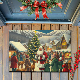 Vintage Christmas Illustration Doormat