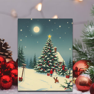 Vintage Christmas Illustration Holiday Postcard